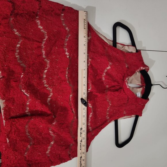 Lover Fire Blouse Lace Sleeveless Keyhole Beige Lining Large Red - Picture 9 of 12